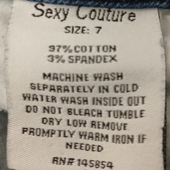 Sexy Couture Jeans Size 7 Low Rise Skinny Embellished Distressed Blue Denim - Picture 12 of 12